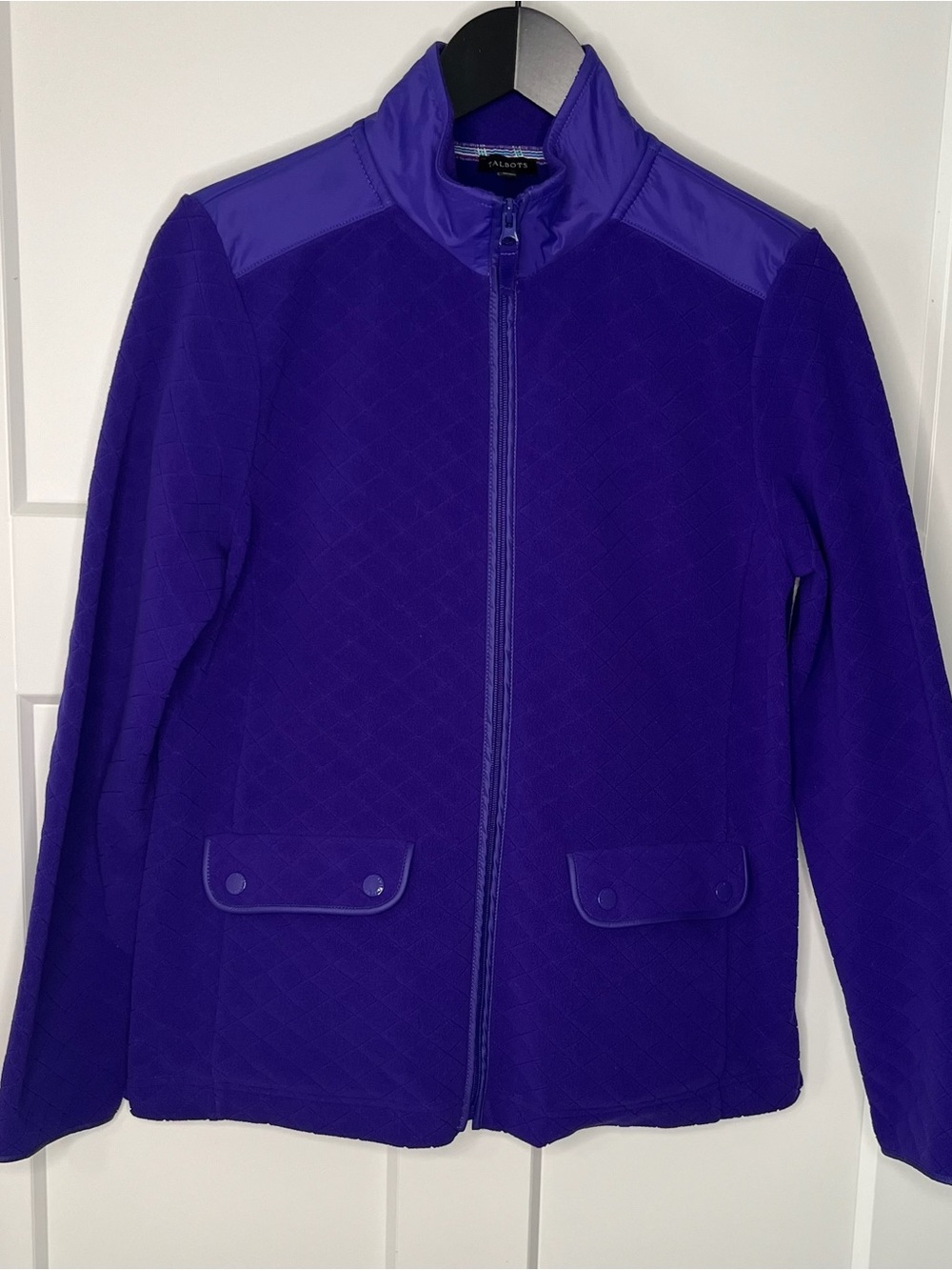 Talbots Purple Quilted Mock Neck Zip-Front Jacket Size Medium